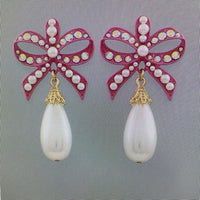 Ribbon & Pearl Earrings