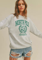 North Pole University Christmas Graphic Sweatshirt