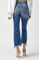 High-Rise Frayed Hem Ankle Jeans by Risen