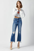 High-Rise Frayed Hem Ankle Jeans by Risen