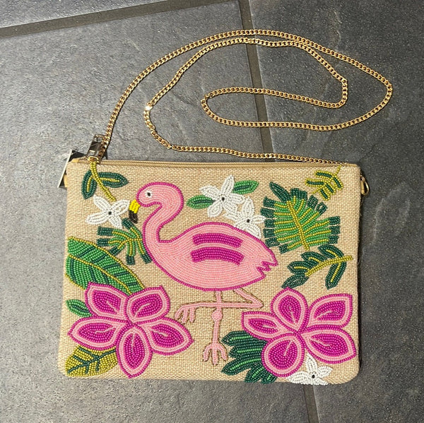 Beaded Flamingo Bag
